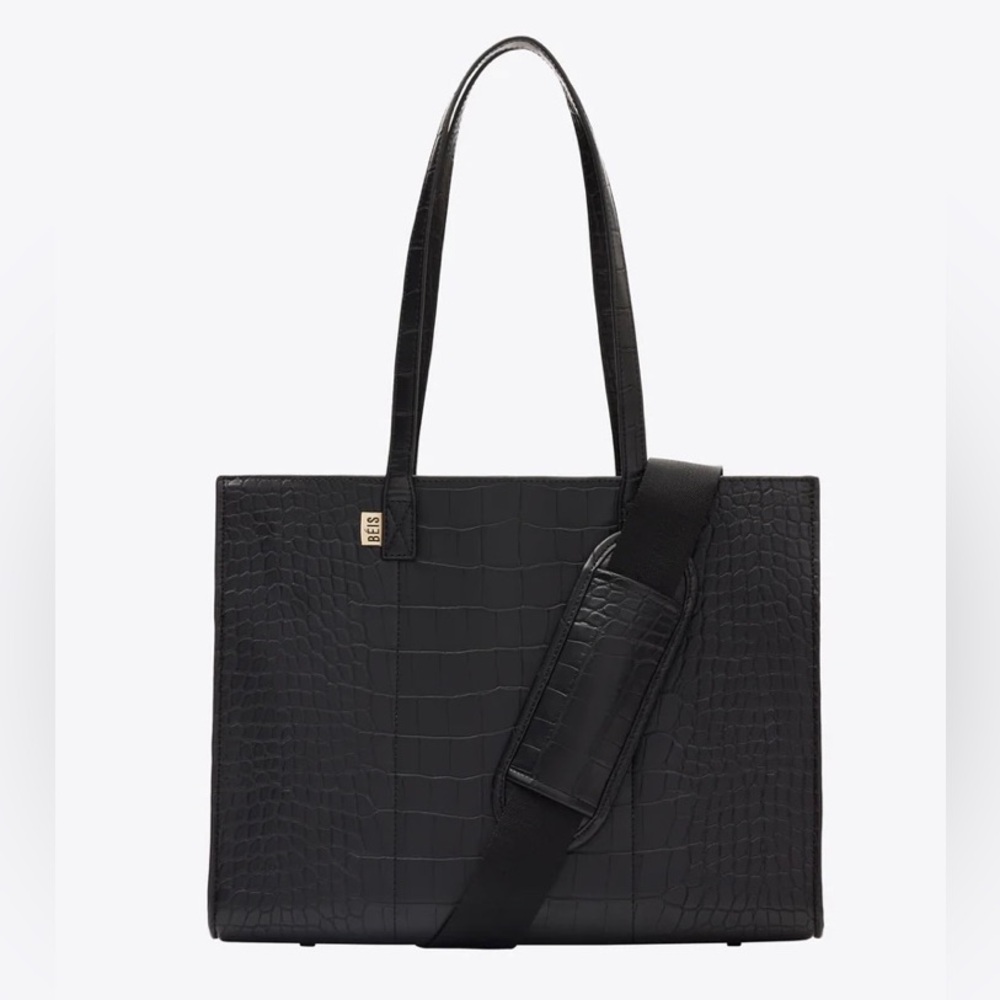 BEIS NWT The Work Tote in Black Croc
